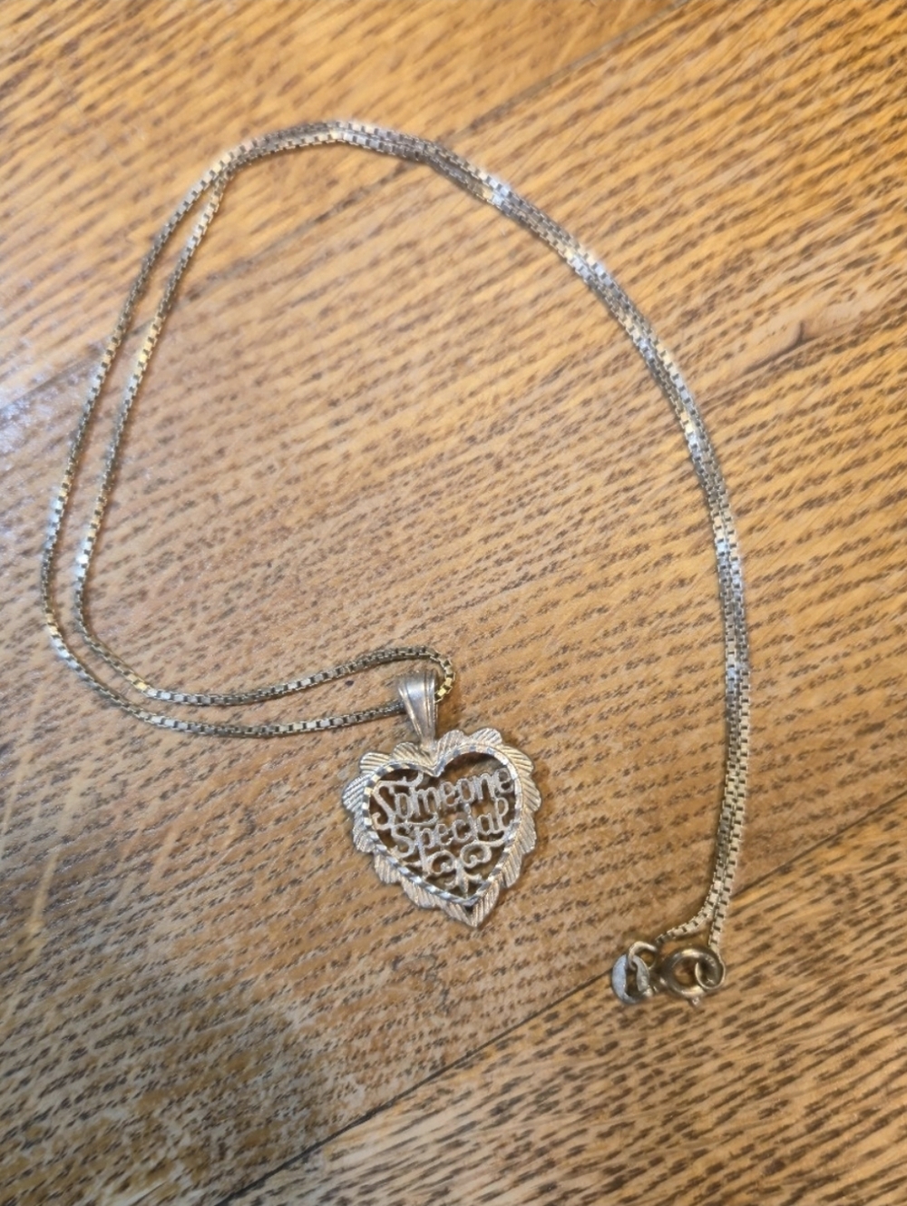 925 Sterling Silver Vintage Diamond Cut Message Heart Necklace